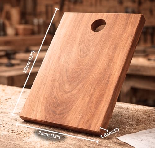 Image of Pure Neem Wood Chopping Board | Natural Anti-Bacterial Wooden Cutting Board for Kitchen | Knife Friendly, Durable & Eco-Friendly Board for Vegetables, Fruits,Meat & Cheese (100% Genuine Neem Wood)