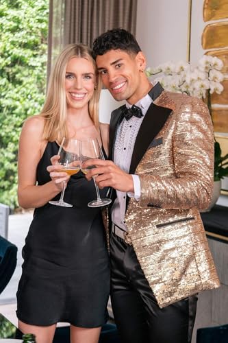 Barabas Men's Linear Sequin Design Peak Lapel Shiny Blazer 4BLR342