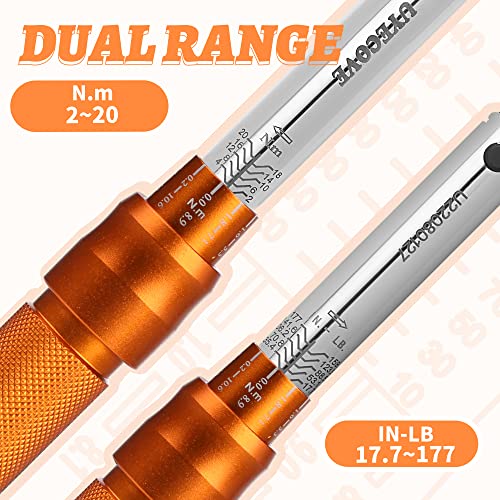Uyecove 1/4 Inch Drive Torque Wrench 2-20 Nm, 13Pcs Bike Torque Wrench Set, Bicycle Maintenance Tool Kit For Mtb Mountain Road, With Allen Hex, Torx Sockets, Extension Bar, Storage Case, Orange #TOP3