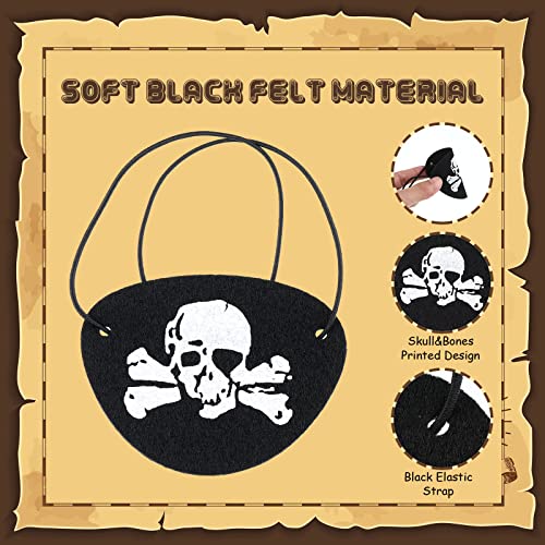 Chivao 72 Pieces Halloween Pirate Eye Patches for Adults Black Felt One Eye Skull Captain for Pirate(Skull Style)2