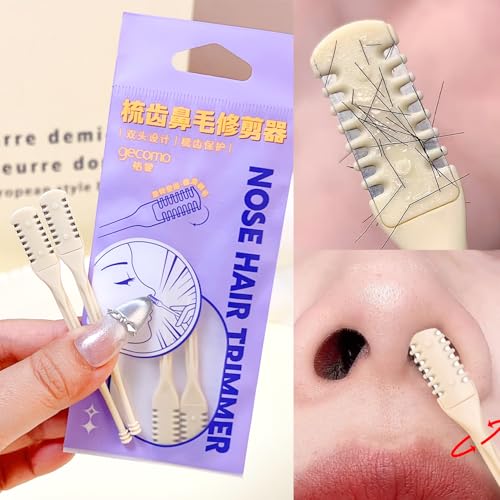 Image of 2Pcs /Bag Double-Ended Nose Hair Trimmer Safety Scraper with Ear Pick Clean Shaver (2Pcs Double Blade)