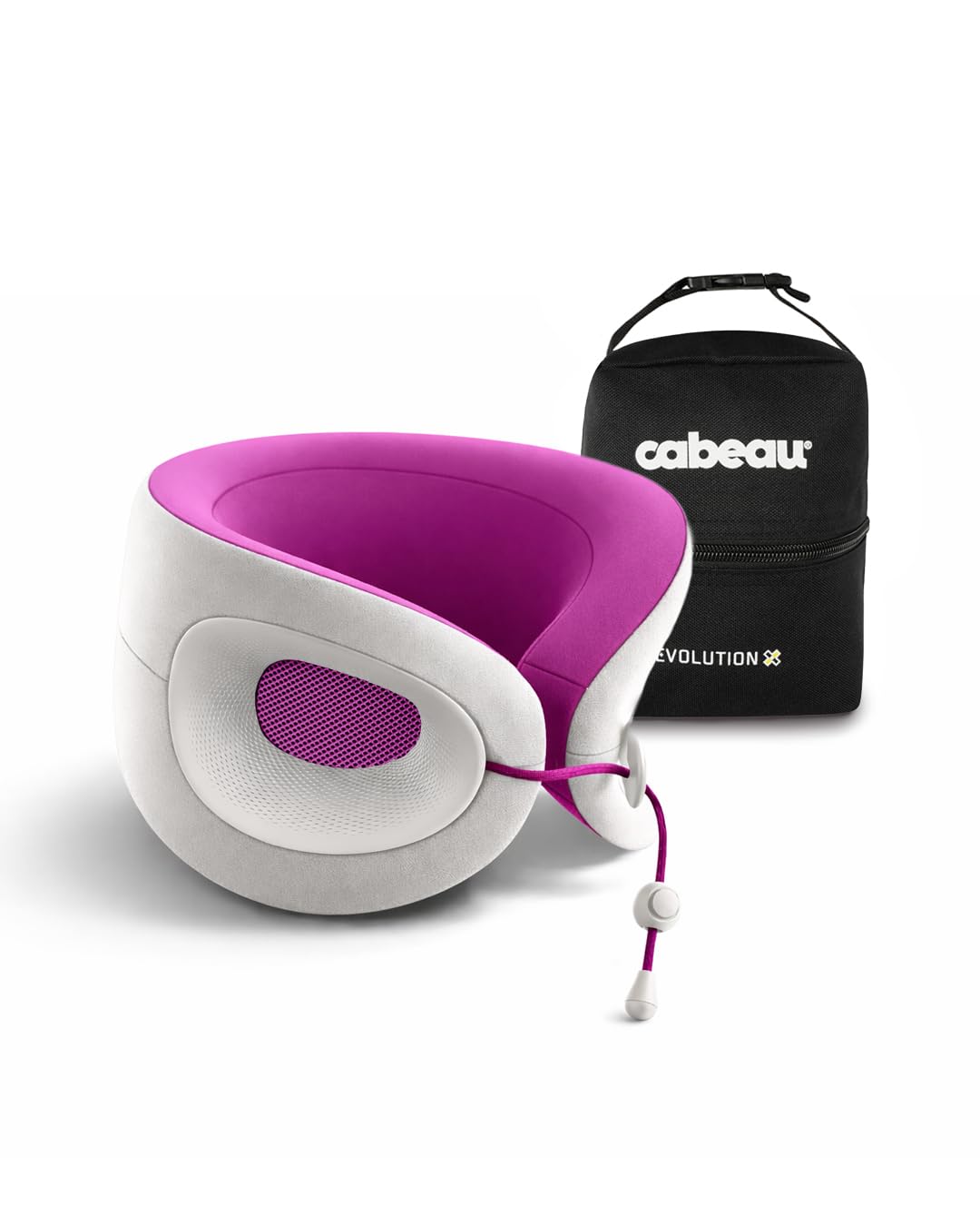 Cabeau Evolution X Deluxe - Best Travel Neck Pillow with Travel Bag (Light Gray/Purple)