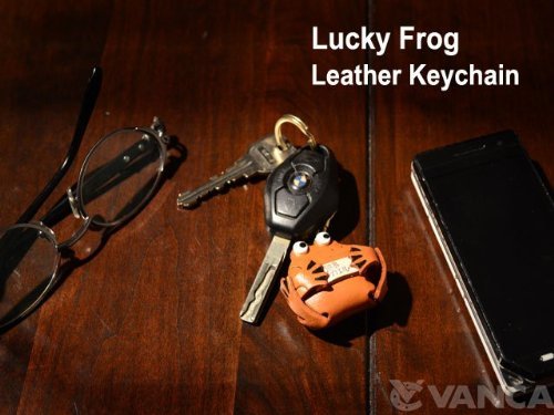 Lucky Frog Animal 3D Leather Keychain(L) Vanca Craft-Collectible Keyring Charm Pendant Made In Japan #TOP4