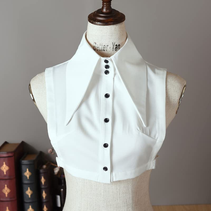 Media camisa blanca con cuello Dickey - Blusa de cuello falso desmontable para mujer, A-blanco 3