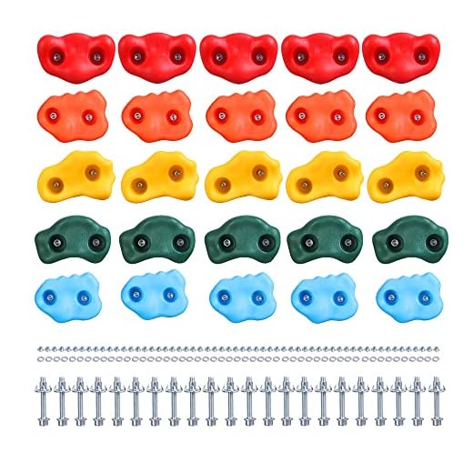 HAPPY MOTTE 25 Rock Climbing Holds for Kids Climber With Hardware, Wall Holds and Grips for Indoor and Outdoor Playground Play Set