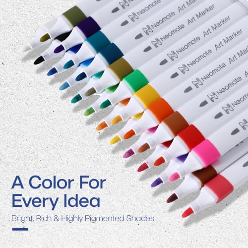 Image of Neomate 24 Pcs Single-Tip Acrylic Markers Set | Non-Toxic Art Supplies for Kids & Adults | Waterproof, Quick Dry | For Rock Painting, Canvas, Wood, Ceramic, Glass & DIY Crafts