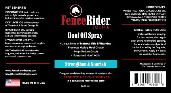 FenceRiderEquine Fence Rider Hoof Oil Spray, Premium Blend of Natural Oils and Nutrients to Balance Hoof Moisture, While Working to Correct Cracks and Counteract Rot. 16 oz Ready to Use (16 oz) - image 2