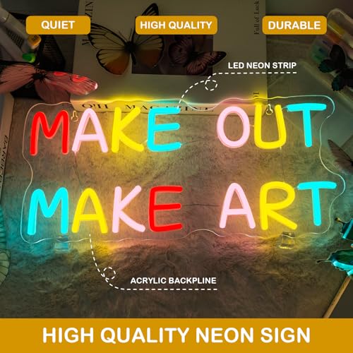 Image of Horseneon Make Out Make Art Neon Sign Led Light Classroom Decor Light Up Sign Dimmable Classroom Lights Neon Signs for Wall Decor Led Wall Art Gifts for Artist Children