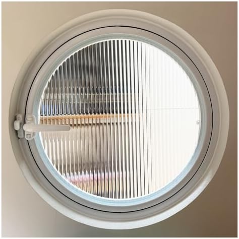 Round Flush Mount Shed Window - Rotatable Ventilated Insulated Tempered Glass with Lockable Handles - Customizable Metal Replacement Window for Home Decor (White-B, Dia 75cm / 29.5in)