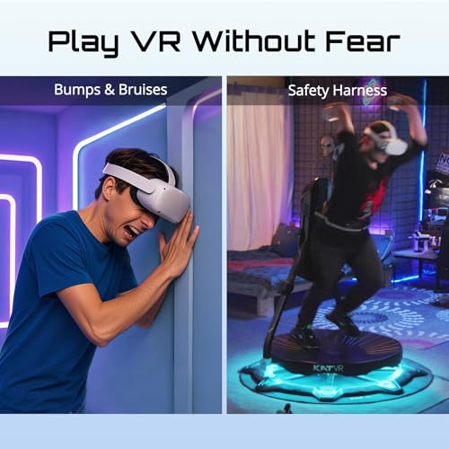 Image of KAT Walk C2 Plus Enhanced VR Treadmill with Vibration Feedback, Noise Reduction, Built-in Wheels, 360 Locomotion, Nexus Adapter & Shoes, Compatible with SteamVR & Quest - US Size 9.5