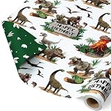 WERNNSAI 1 Rolle Dinosaurier Geschenkpapier 5m x 43cm Wendbar