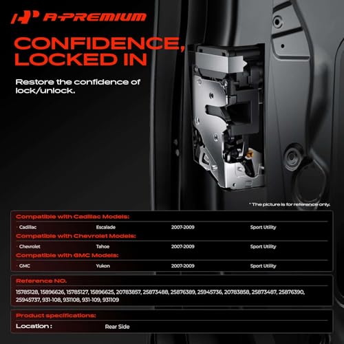 Image of A-Premium Rear Left and Right Door Lock Actuator Motor Compatible with 2007 2008 2009 Cadillac Escalade Chevrolet Tahoe GMC Yukon, Door Latch and Actuator Assembly, 2-PC Set