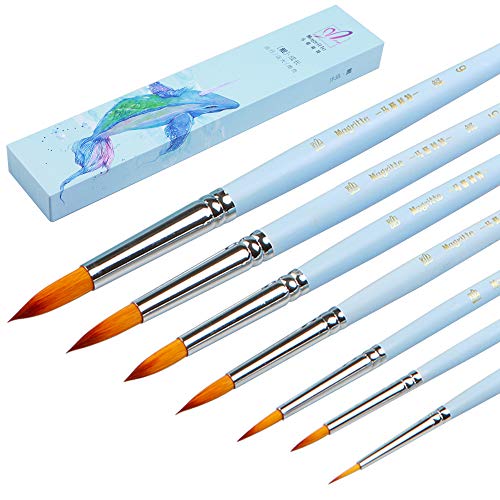 Magritte Round Brushes for Watercolor Acrylic Gouache Body & Face Painting,Paint Brush Set Nylon Hair for Artist(Blue)