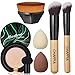CHAFFUL - Set di 2 pennelli per trucco Kabuki, con cuscino d'aria CC, crema funghi e spugne per trucco e cosmetici a forma di petalo per miscelare liquidi, crema o cosmetici impeccabili