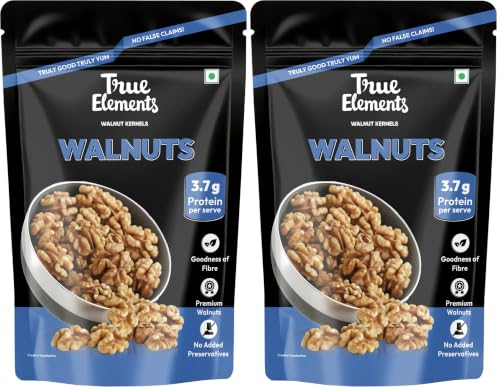 Image of True Elements Walnuts Kernels 200g - 100% Clean and Natural Akhrot | Walnuts Without Shell | Premium Dry Fruits for Healthy Diet (Pack of 2)