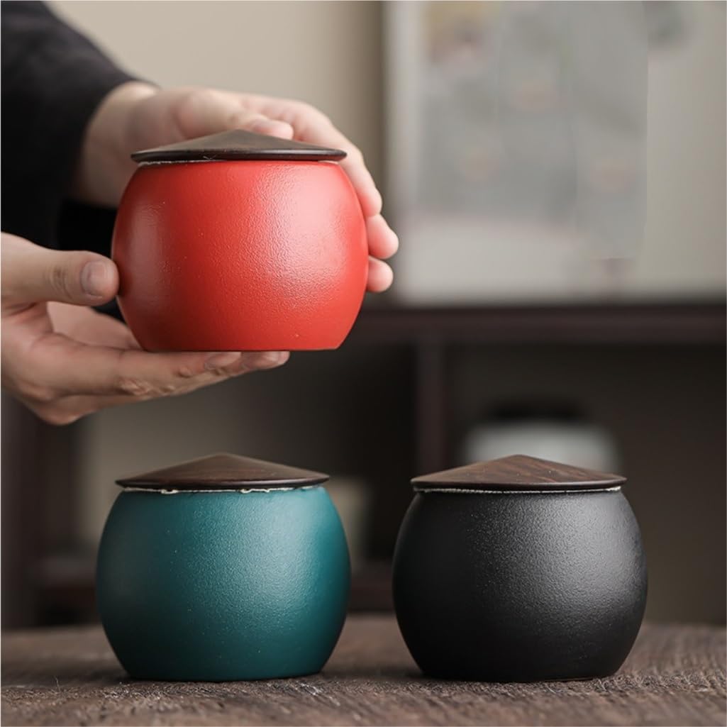 Lata de té Tarro de cerámica for almacenar té a Granel, for Cocina doméstica, pequeño Tarro Sellado, Juego Chino, for, Individual Carrito de té(C-2)