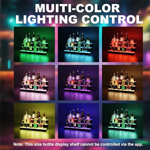 Image of MESAlLUP 60 Inch 3 Tier Lighted Liquor Bottle Display Shelf, LED Bar Shelves with Remote Control, Mulit Color Lighting for Home Mini Bars Decor, Restaurants & Party Use, Acrylic Stand