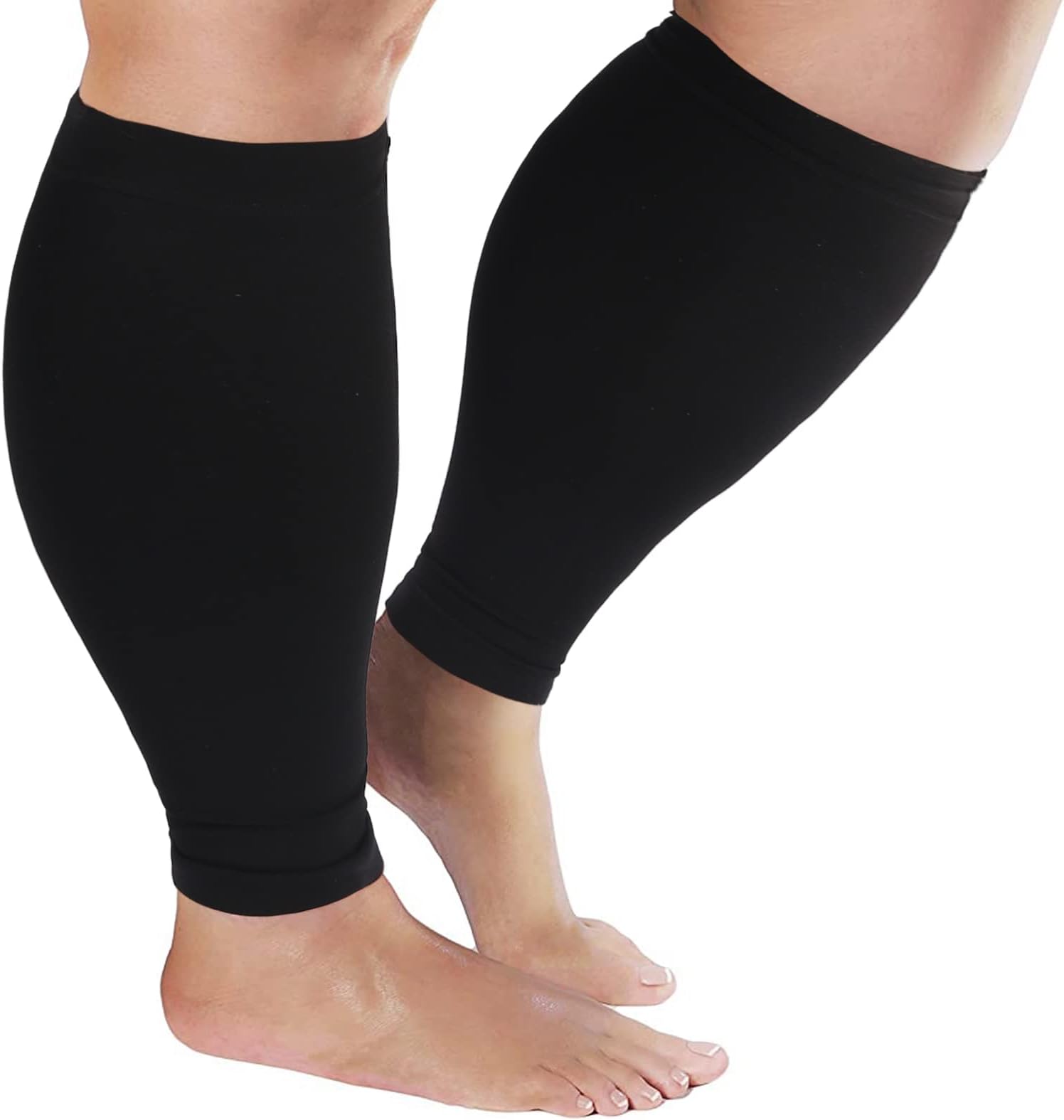 Plus Size Compression Sleeves for Calves Women Wide Calf Compression Legs Sleeves Men S-7XL, Relieve Varicose Veins, Edema, Swelling, Soreness, Shin splints, for Work, Travel, Sports and Daily Wear
