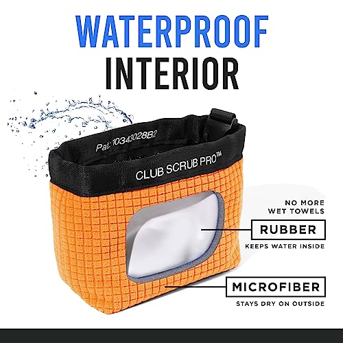 Image of Club Scrub Golf Club and Golf Ball Cleaning Bag, Waterproof Clean Face Technology Liner, Detachable Clip, Machine Washable, Cleans Club Grooves, Dry Exterior (Neoprene or Microfiber Option Available)