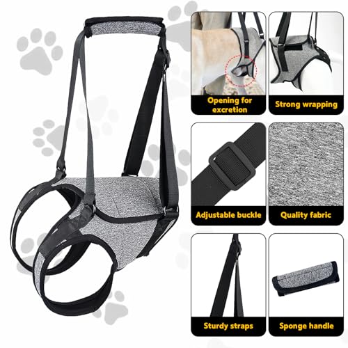 Dog Lifting Harness for Back Legs, Dog Support Harness Slings for Large Medium Small, Adjustable Dogs Brace for Hind Leg, Support Strap for Injured Disabled Elderly Dogs Walking Aid (S) - Image 3