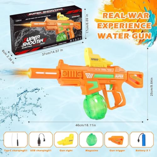 1 PCS Electric Water Gun, Ultimate Battle Blaster Water Guns with Realistic Gun Muzzle Flame High Capacity Automatic Squirt Guns Summer Outdoor Beach Swimming Pool Party Toy for Adult Kids - Image 2