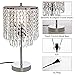 Popity home Crystal Table Lamp with Touch Control,Silver Lamp with Dual USB Charging Ports, 3 Way Dimmable Small Glam Desk Light for Girls Bedroom, Living Room