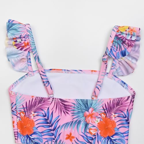 Image of CHILDRENSTAR Girls Tankini Swimsuit with Skirt 3 Pieces Bikini Bathing Suit | 3-Piece Swim Suits with Skirt For Modest Adjustable Straps Shiny Sparkle Mermaid and Tropical Print Cute Beach Swimwear