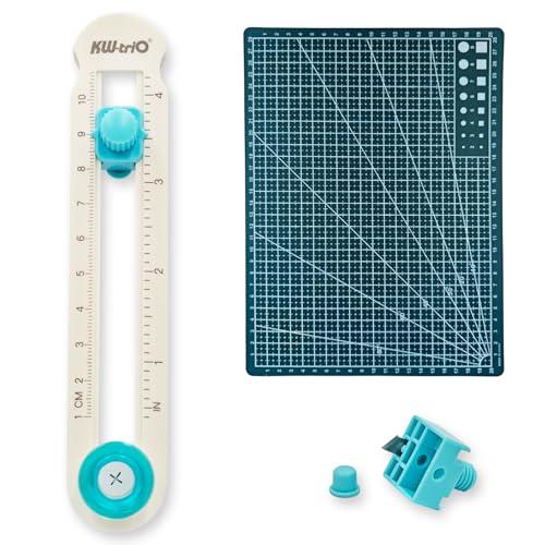 Cortador de papel circular de 360°, 2-20 cm, cortador de papel circular ajustable, herramienta de corte con cuchillas de repuesto y alfombrilla de corte, para arte y manualidades