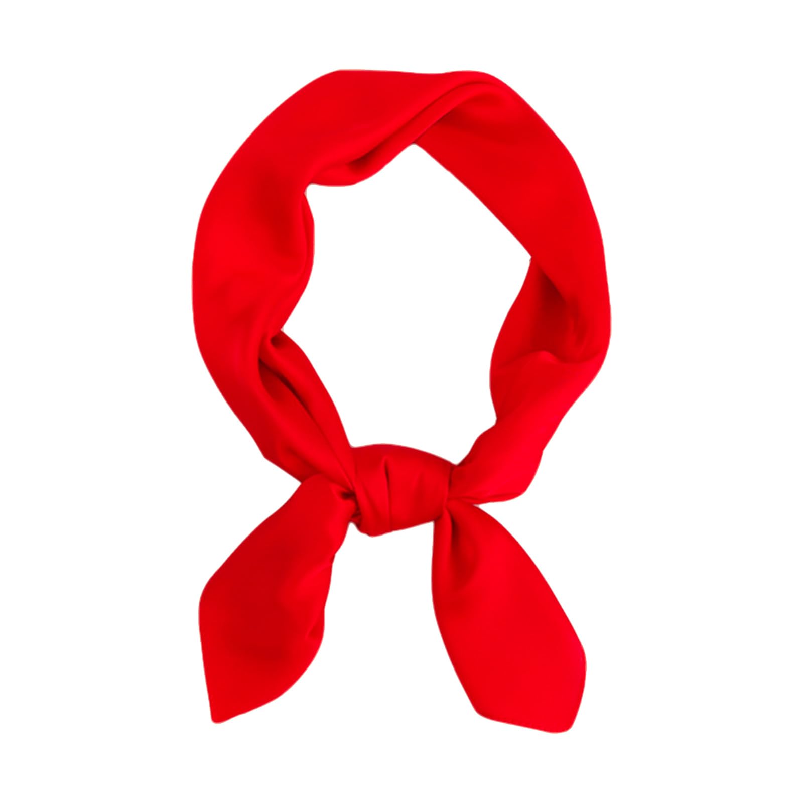 Silk Feeling Head Scarf Solid Color Square Neck Scarfs for Women Lightweight Hair Bandanas Scarf for Handbags Hair Scarves Gift Red