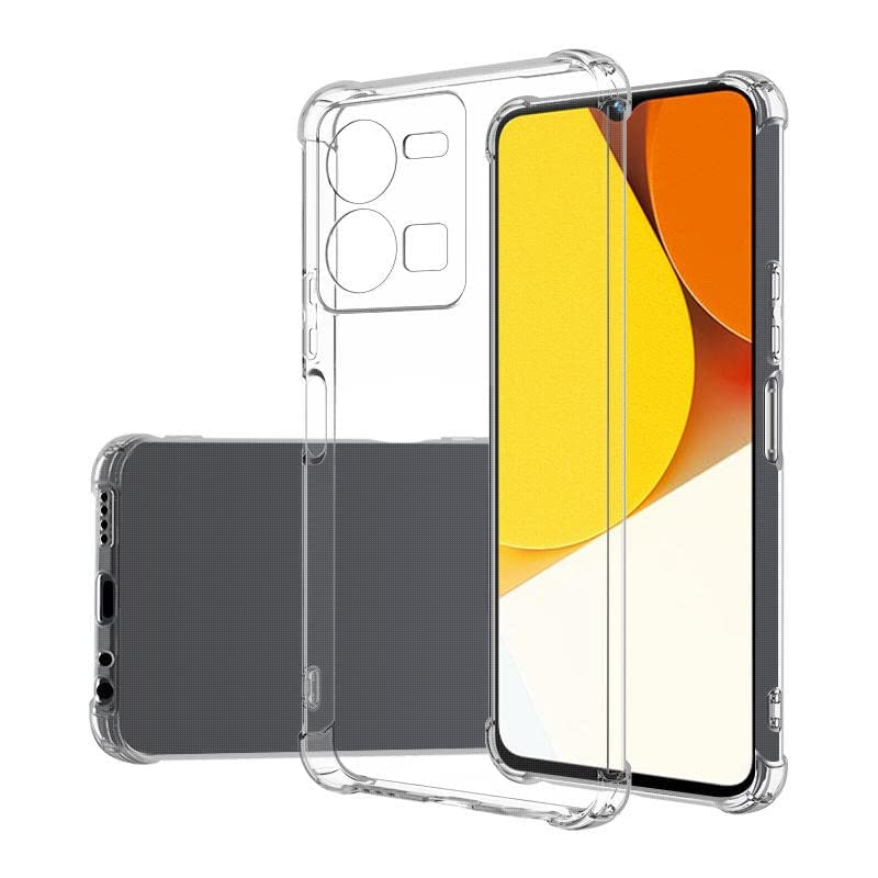 Zubitech Vivo V25 Clear Case soft TPU Transparent Silicone Protective Cover shock Absorbent Reinforced Corner Full Camera Protection Designed for Vivo V25