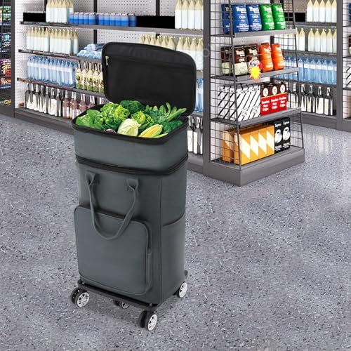 Carrito de compras 2 en 1 con ruedas y bolsa impermeable miniatura 6