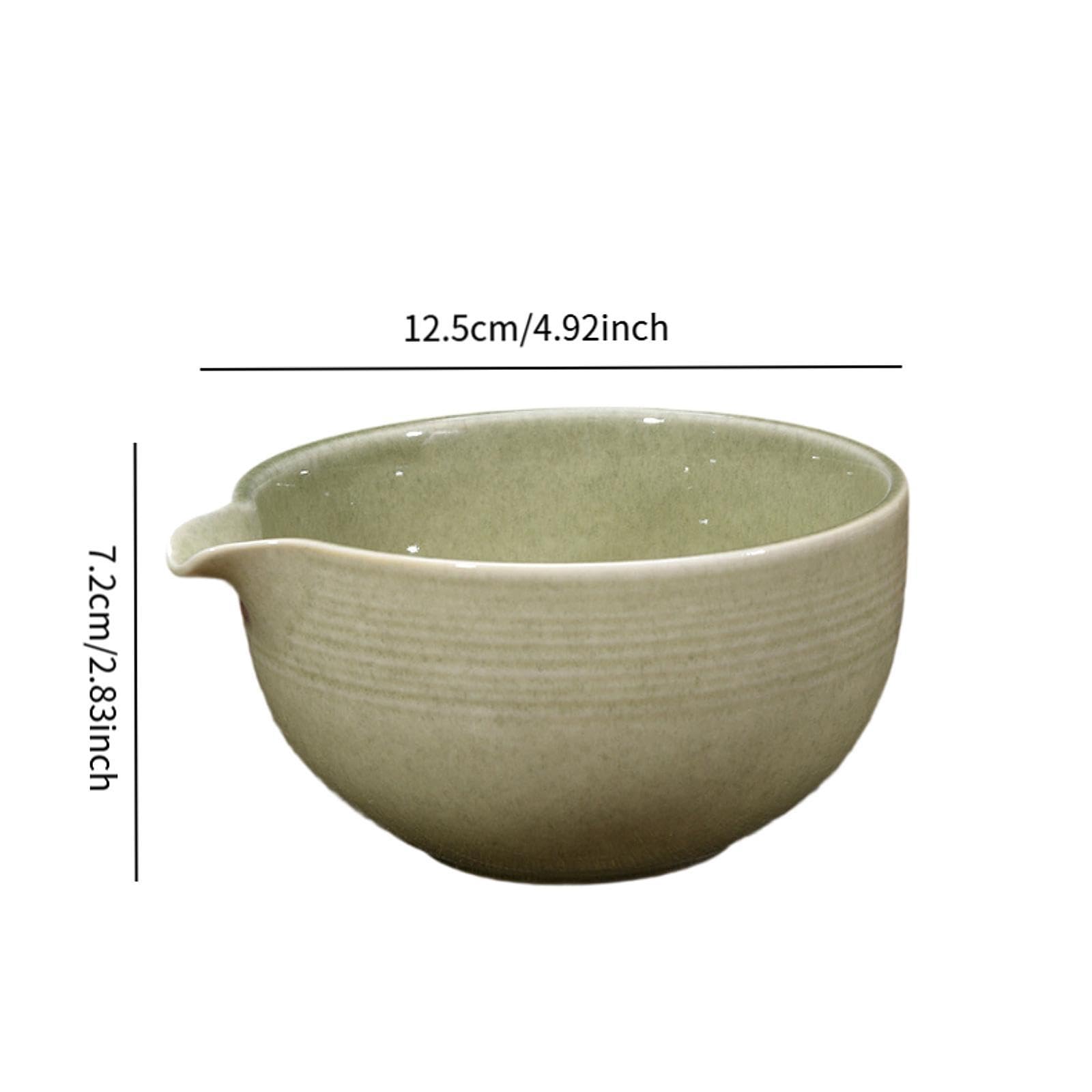 Matcha Schale Porzellan Teeschüssel Rührschale mit Auslauf Japanischer Stil für Matcha Liebhaber Zuhause Büro Wohnzimmer Geschenk, Matcha Green