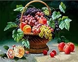 DIY Oil Painting Paint by Numbers Kits Fruit Basket Wrinkle-Free Rolled Canvas - DIY Oil Painting by Numbers for Adults - Paint by Numbers 16'Wx20'L Birthday Present