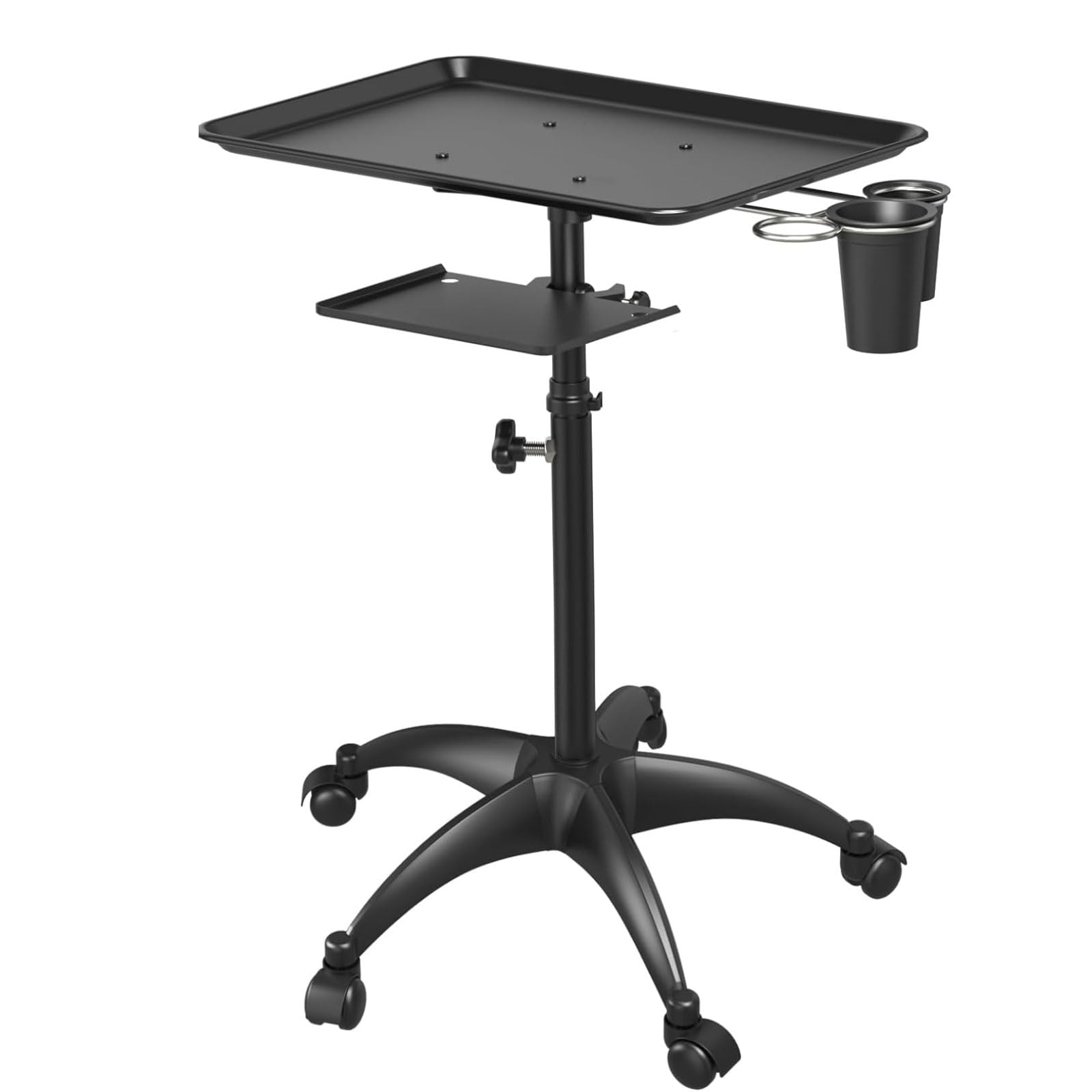 asdchZen Salon Rolling Cart With Adjustable Height Wheels And Storage Platform Black Esthetician Trolley For Salon And Spa Use,A