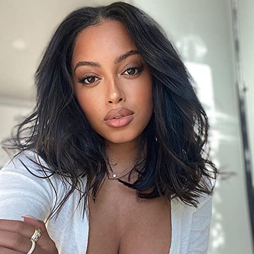 12 Inch 4X4 Body Wave Lace Front Wigs Human Hair Pre Plucked With Baby Hair 8A Brazilian Virgin Hair Glueless Lace Wig for Black Women Human Hair Lace Front 130 Density Natural Color
