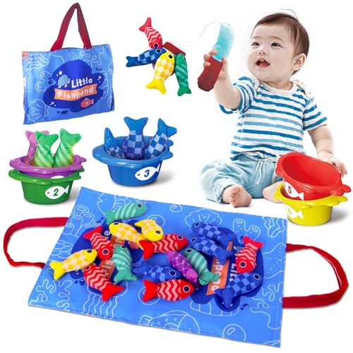Image of Baby Toys for 1 Year Old - Fishing Game for Toddlers 1-3, Montessori Toy for Toddler kids Number Counting, Color Sorting, Shape Learning, 22PCS Fishing Toy Gift for 1 2 3 Years Old Boy Girl Birthday