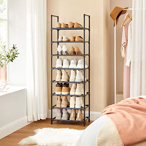 SONGMICS Shoe Rack, 8-Tier Shoe Shelf, Shoe Storage Organizer, Metal Frame, Non-Woven Fabric Shelves, for Entryway, Bedroom, 28 x 46 x 145 cm, Gray ULSR024G02 by SONGMICS - Image 2