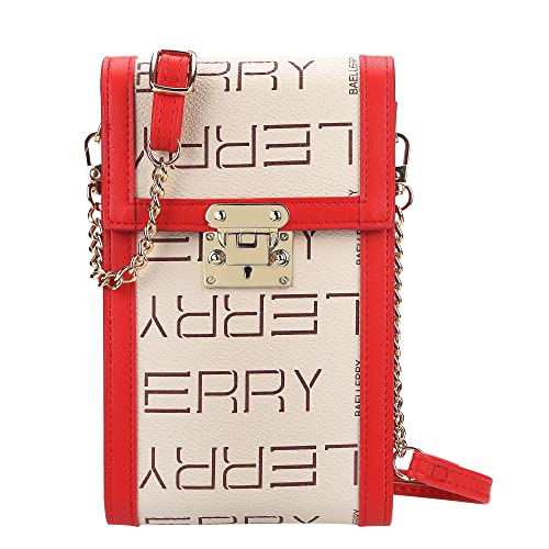 Sac à main en cuir souple rouge pour téléphone portable et cartes pour femme