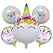DIWULI, Einhorn-Luftballons 5 Teile Set, Folien-Luftballons, süße Unicorn Folien-Ballons für Geburtstag, Mädchen Kindergeburtstag, Hochzeit, Motto-Party, Dekoration, Geschenk-Deko Einhorn-Fans