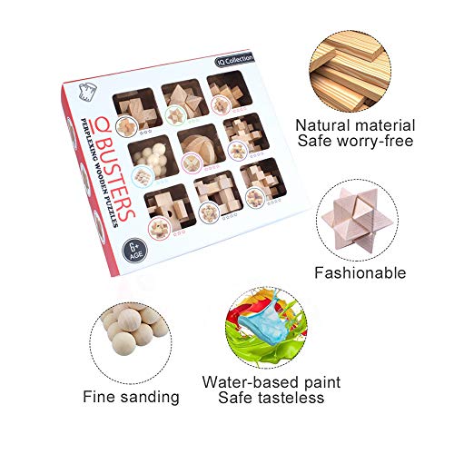 OBEST 9 Pezzi Rompicapo in Legno, Giocattoli