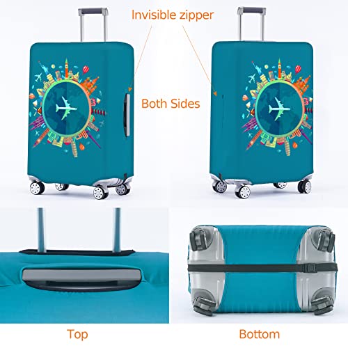 Travelkin Luggage Covers For Suitcase Tsa Approved,Suitcase Cover Protector Fit 18-32 Inch Luggage (Dreaming Blue, L)2
