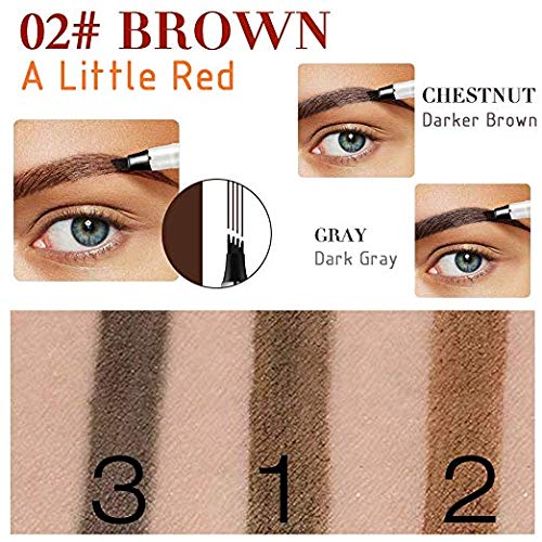 Eyebrow Tattoo Pen - Eaff Microblading Eyebrow Pencil with a Micro-Fork Tip Applicator Creates Natural Looking Brows Effortlessly and Stays on All Day (Brown)