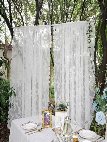Rideaux dentelle rideau de dentelle d'extérieur transparent à fleurs