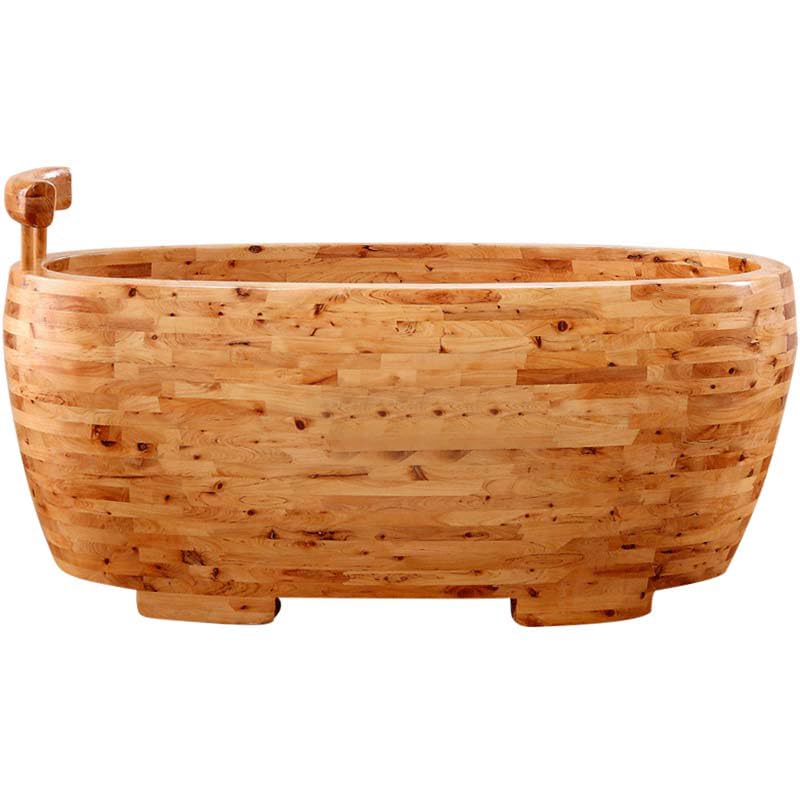 Cypress Wood Bathtub for Home Spa Deep Soaking Tub with Seat, Headrest & Brass Drain Valve – Thickened Freestanding Wooden Bathtub for Adults, Heated Bathing Experience (‎Natural Wood, 62.99 in)
