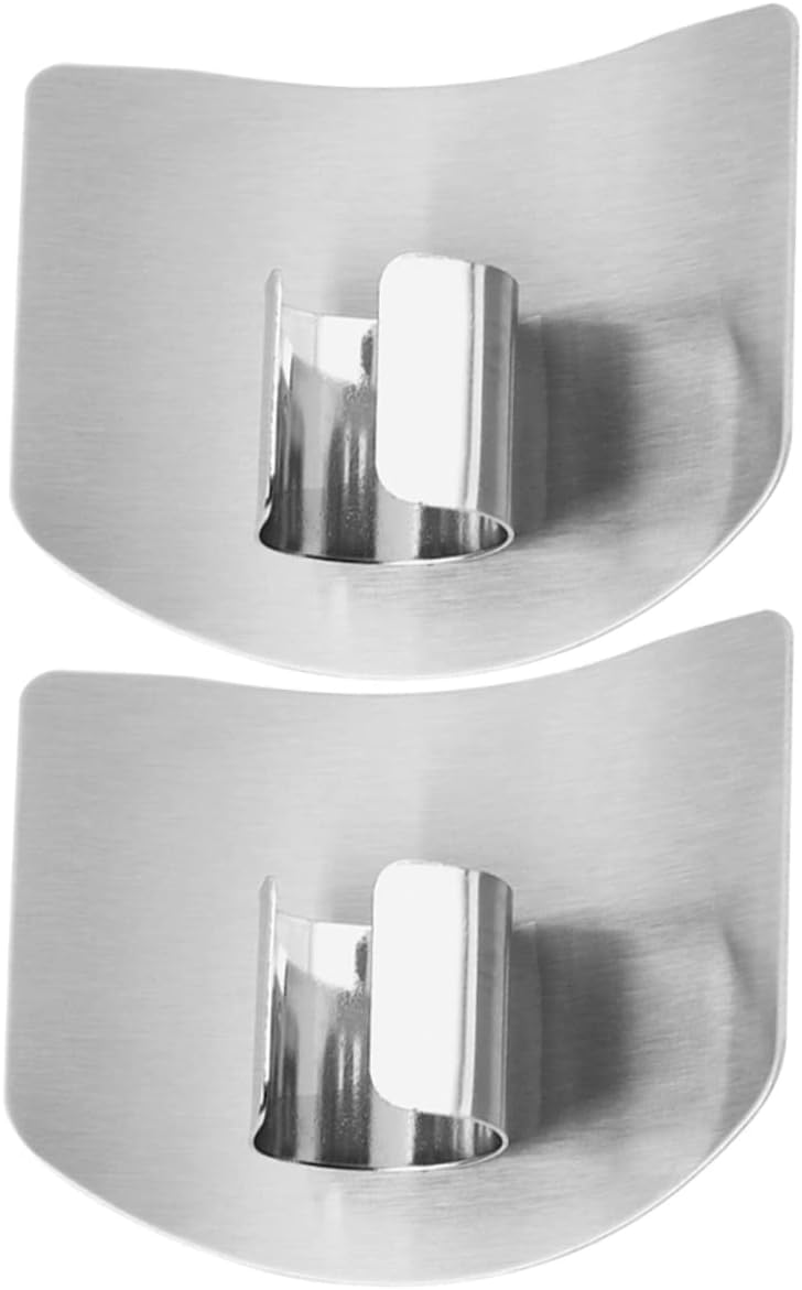 KICHOUSE 2Pcs Stainless Steel Finger Protectors Adjustable Kitchen Finger Guards for Safe Cutting Slicing Dicing Lightweight for Chefs Home Cooks