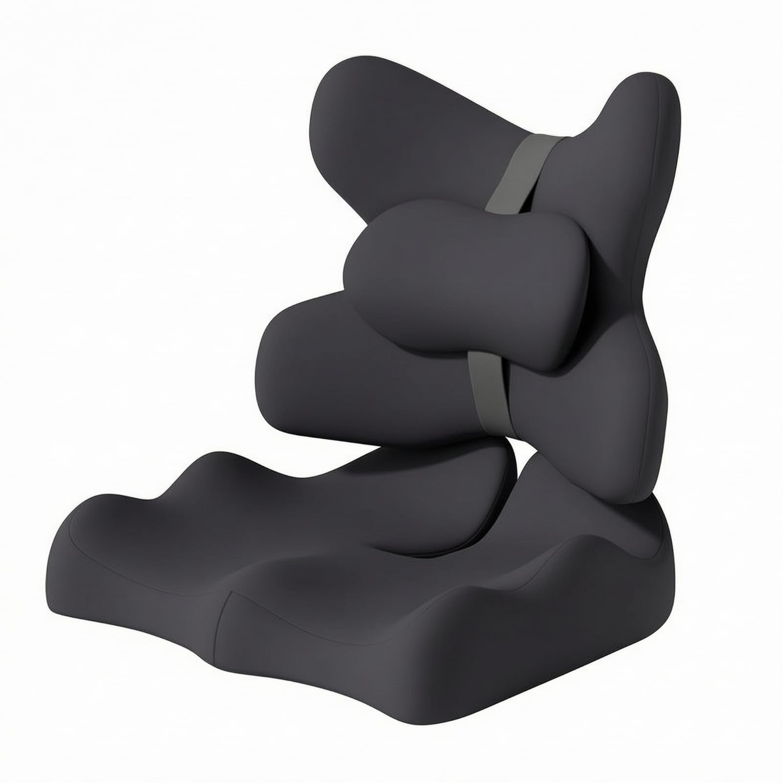 kowaku Cuscino in Memory Foam Confortevole | Benessere Duraturo, Cuscino per Sedile con Lombare, Auto, Impiegati, Grigio Scuro