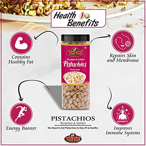Image of YUM YUM Premium Roasted & Salted Jumbo Size Pistachios Nuts 450g Pack of 3-150g Each | Pista Dry Fruits | Super Crunchy & Delicious Healthy Nuts | Gluten Free & Low-Calorie