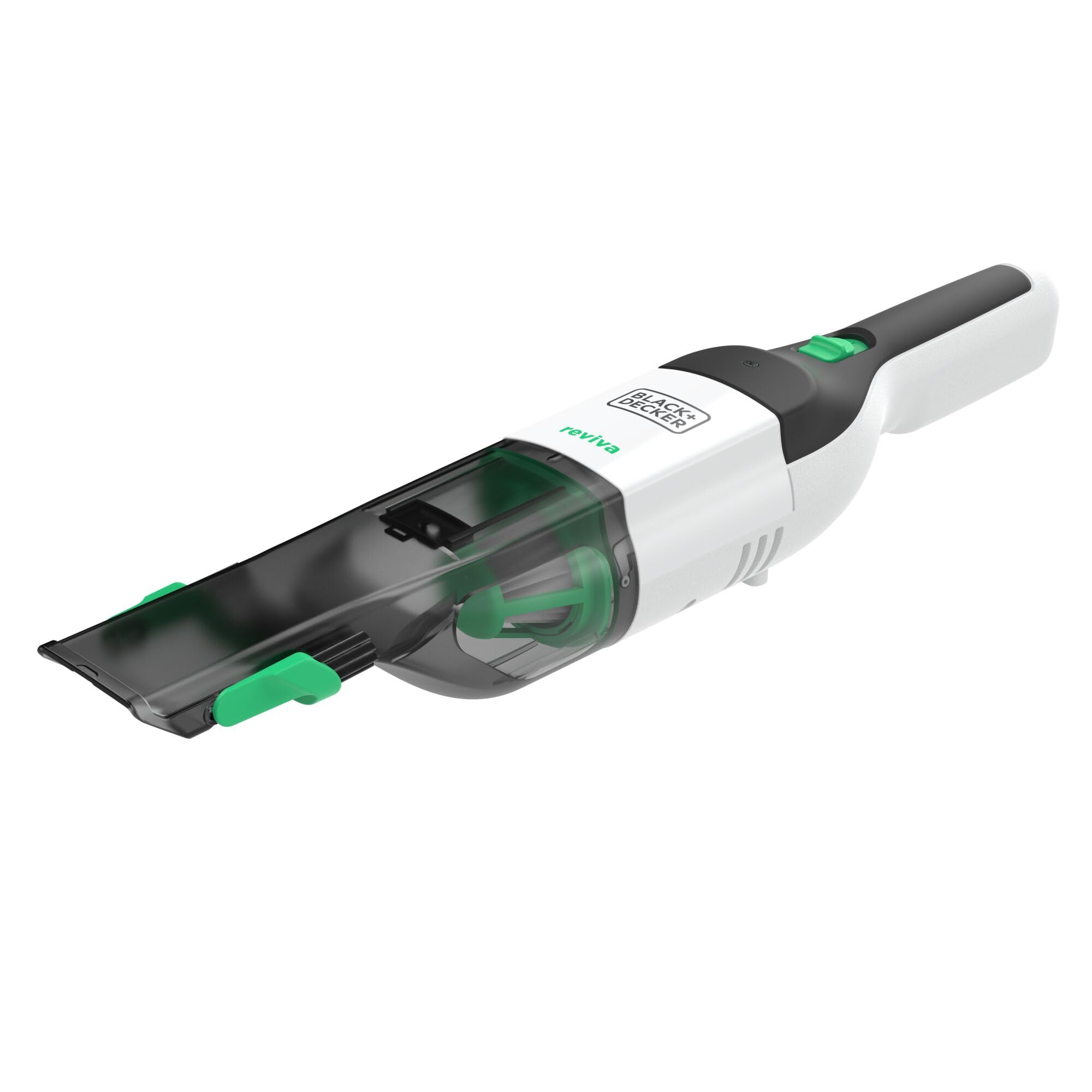 Black+Decker REVHV8CA-QW Aspirabriciole Manuale REVIVA 7.2 V, Bianco e Verde