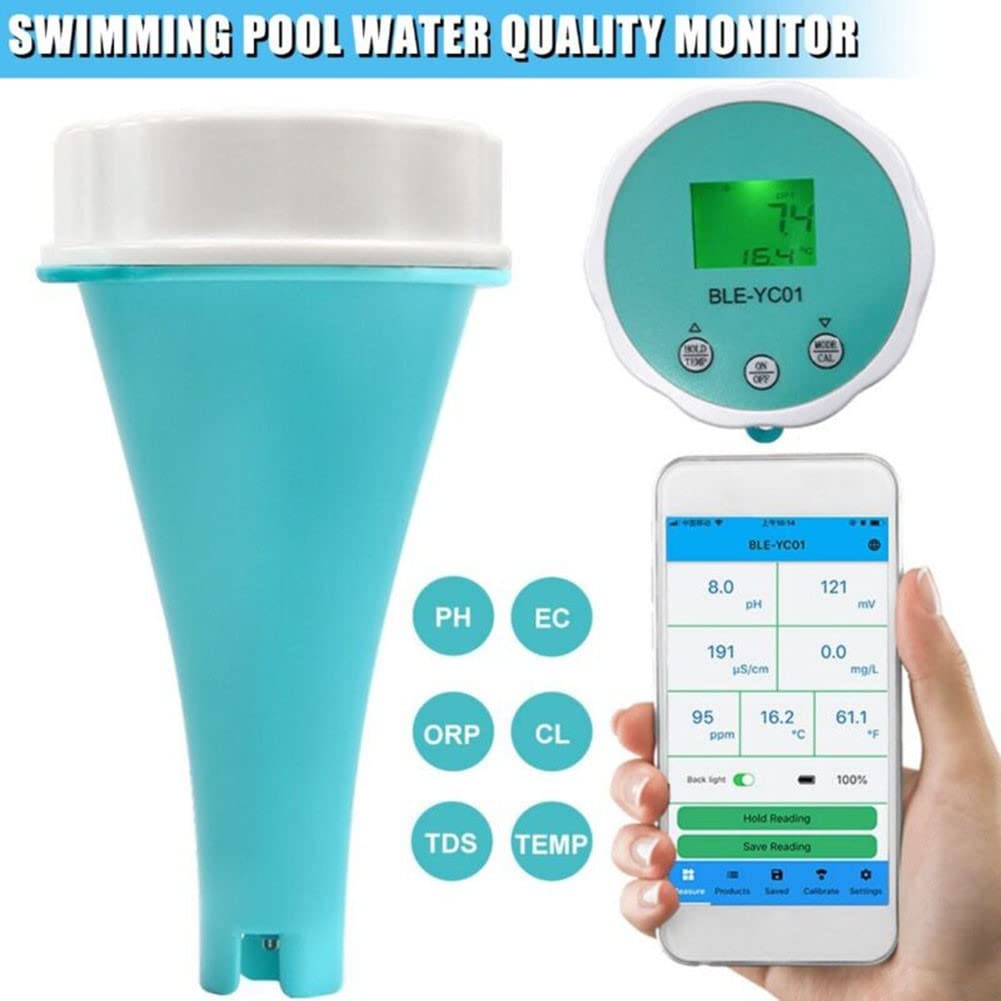 SPORTARC Testeur de température et de pH numérique Bluetooth 6 en 1 pour chlore ORP EC