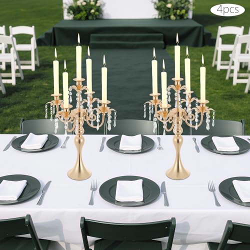 Chandelier 5 bras or pour décoration de table de mariage chic - 4